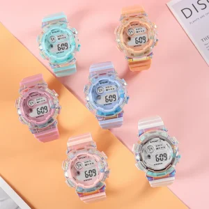 New Digital Plastic Student Watch Colorful Luminous Outdoor Multi-functional Sports Watch School Students Kids Unisex
