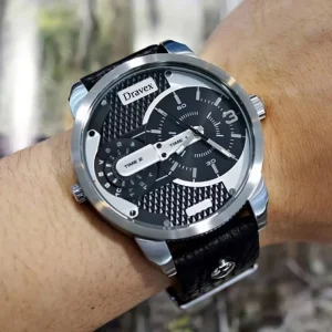 New Fashion Business 46mm Multifunctional Big Dial Waterproof 100M Leather Watch