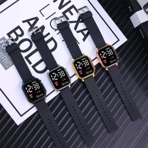 New Fashion Digital Luminous Silicone Electroplated Case Electronic Watch for Men and Women Students Square Sports