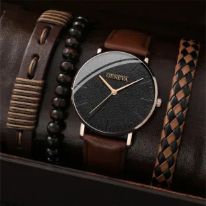 New Fashion Men’s Quartz Watch Casual Sports Style Leather Band Luxury Dial Personalities Trend Generation Hair Accessory