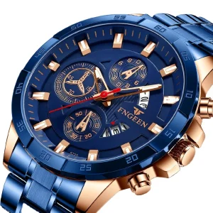 New Fashion Mens Watches Luxury Chronograph Full Steel Waterproof Quartz Watch Men Date Sports Clock Wristwatch