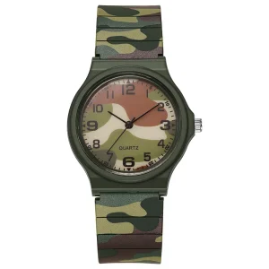 New Green Quartz Watch Students Neutral Simple Design 35mm Pointer 20mm Plastic Band Military Green Style