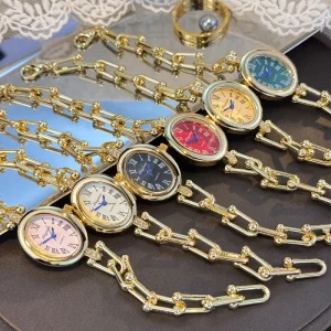 New High Value Oval Bracelet Women’s Analog Watches Luxury Lady Bracelet Quartz Watch With Chain JM005