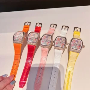 New Luxury Diamond Star Series Quartz Women’s Watch with Color Alloy Case and Leather Strap
