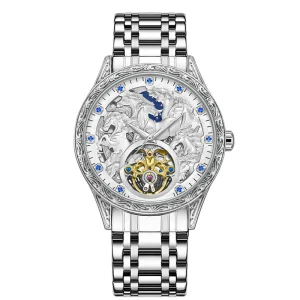 New Men Skeleton Mechanical Watch Waterproof Automatic Movement Fashion Wristwatch for Daily Casual Watch