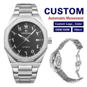 New Men’s Automatic Mechanical Watch Alloy Case 24mm Band Analog Dial Power Reserve 3BAR Waterproof Business Gift