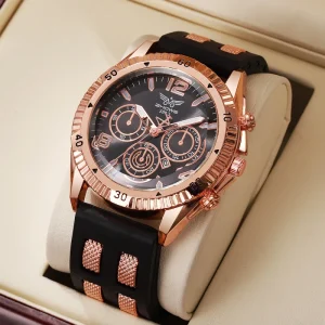 New Men’s Luxury Business Quartz Watch with Alloy Case Pointer Dial 40mm Large Sports Rubber Strap 20mm Customized
