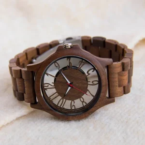 New Minimal Hollow Wooden Watch for Men and Women Transparent Japan Movement