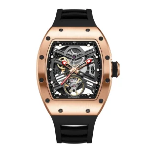 New Model Men’s Watch Transparent Inner Mechanism Round Dial Mechanical Design Fashionable and Business-Appropriate Watch