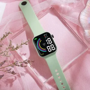 New Plastic Square Half Rainbow Pattern Style Student Electronic Watch Fashionable Simple Outdoor Sports Digital LED Watch