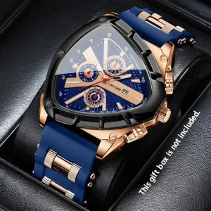 New Polygon Design Men’s Multifunctional Calendar Watch Sport Business Wristwatch with Date Display