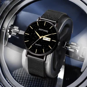 New Quartz Watches Water Resistant Metal Trendy Middle Calendar Men’s Watch