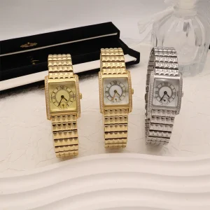 New Square Elegant Women’s Quartz Watch Small Gold Silver with Stainless Steel Strap Waterproof As a Girls Gift