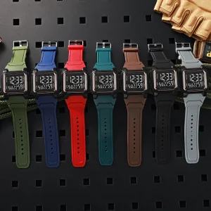 New Square Large Screen Digital Retro Sports Electronic Watch Men’s Luminous Multifunction Outdoor Alarm Fashion