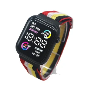 New Student Sports Digital Luminous Electronic Watch Colorful Nylon Band Unisex Women Men