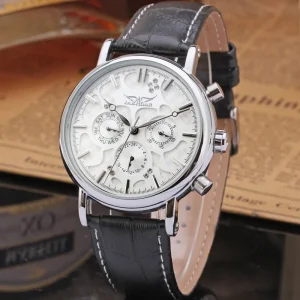 New Style Men’s Mechanical Watch Genuine Leather Strap Date Display Fashion Automatic Watch for Business and Daily Watch