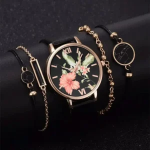 New Style Minimalist Flower Women Chain Bracelet Set Casual Fashion Quartz Women’s Watch