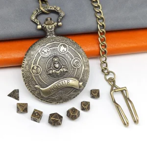 New Style Vintage Bronze Analog Quartz Mini Dice Set Pocket Watch Shell Gift for Dungeons and Dragons Board Gams