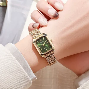 New Trendy Foreign Trade Eco-Friendly Rectangular Women’s Quartz Alloy Strap Watch Pointer Dial Manufacturer’s Stock