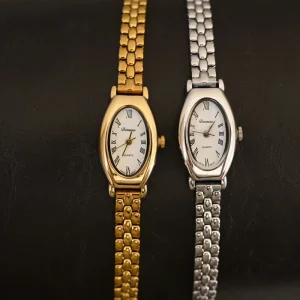 New Vintage Elegant Gold Women’s Quartz Watch with Small Dial Roman Numerals