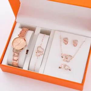 New Women Quartz Watch Men and Women Fashion Business Calendar Watches Custom Logo Gold Watch Set