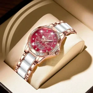 New Women Watch POEDAGAR 362 Luxury Quartz Diamond Rose Gold Ceramics Steel Watch Waterproof Luminous Ladies Wristwatches