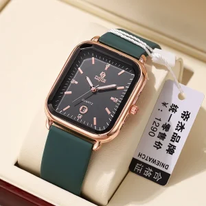 New Women’s Watch 35mm Alloy Case Silicone 20mm Thick Large Rectangular Fashionable Casual Luxury Quartz Pointer Eco Friendly