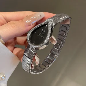 New Women’s Watch Light Luxury Niche Water Drop Design Women’s High end Diamond Inlaid Graduated Watch for Women