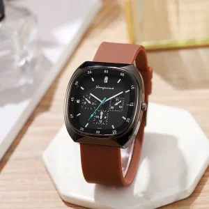 New-style Women’s Quartz Watch Featuring Three Sub-dials Diamond-encrusted Alloy Case Business Style 40mm Silicone Strap Watch