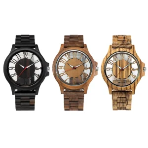 Newest Factory Quartz Watches Natural Wood Case and Band with Japanese Movement Men’s Wooden Watches