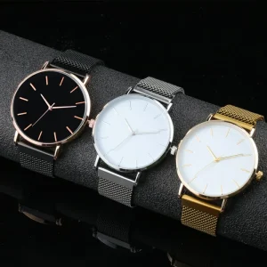 No Logo Stainless Steel 40mm Luxury Fashion Simple Thin Minimalist Unisex Wristwatch for Men Women