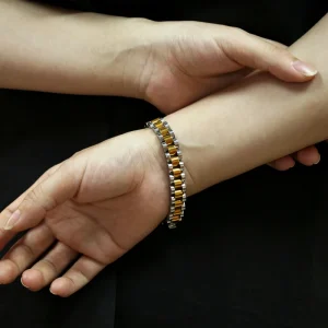 Non Tarnish Women Men Waterproof Stainless Steel Gold Watch Band Chain Bracelet