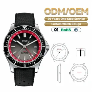 ODM Custom Original Design Sports Diver GMT Men’s Watch 41mm Super Luminous NH34 Automatic 200m Diving Watch