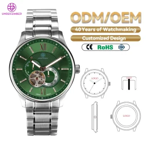 ODM OEM Business Skeleton Automatic Wristwatch 5ATM Water Resistance Men’s Mechanical Watch With Super Luminous