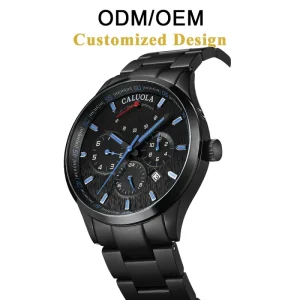 ODM OEM Caluola Sport Multifunctional Automatic Mechanical Watch 22mm Month 24 hour Analog Sapphire Crystal Solid Stainless