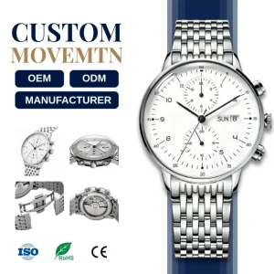 ODM OEM Custom Box Shaped Sapphire Crystal Chronograph 24 Hour Month Display GMT Watch Automatic Mechanical Watch Men Wristwatch