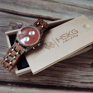 ODM OEM Wristwatch, Luxury Wooden Watch for Men, Chronograph Quartz, Stainless Steel