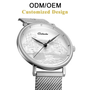 ODM/OEN Men’s Quartz Fashion Daily Watch Top Leather Band Stainless Steel Case 20mm Band Width Waterproof 3ATM