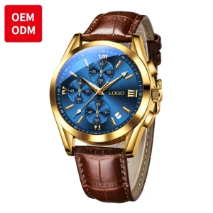 OEM 2872 Classic Quartz Watch for Men Waterproof Genuine Leather Band Alloy Case 40mm Dial Diameter