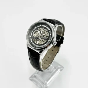 OEM Accepted Skeleton Watch Gold Visible Movement Genuine Leather Strap Automatic Mechanical Watch for Men
