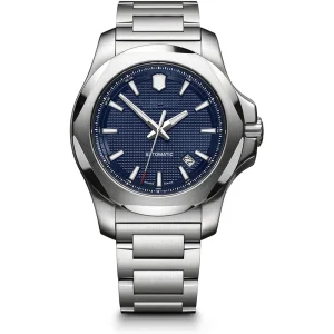 OEM Automatic Watch with Silver Color Watch Band Fashion Blue Dial Watch for Men