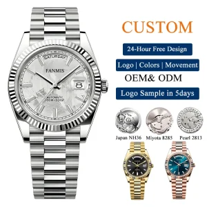 OEM Bulk Customizable Japan NH36 Miyota 8285 Movement Mechanical Watch Stainless Steel Week&date Fashionable Automatic Watch