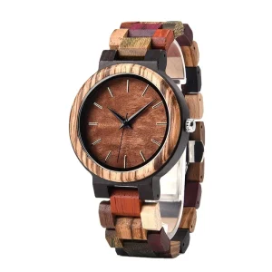 OEM Colorful Luxury Charm Fashion MIYOTA Quartz Chronograph Hardlex Dial Men Full Wooden Sport Pointer Display China