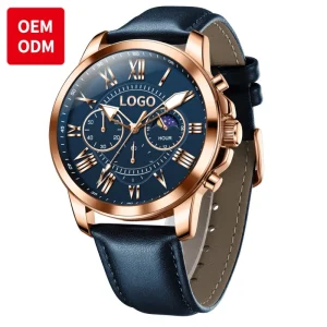 OEM Custom 3632 Unique Custom Boys Quartz Watch Best Genuine Leather Strap Luminous Chronograph Character Business Reloj Watch