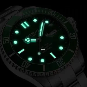 OEM Custom Green Water Ghost Design Stainless Steel Automatic Mechanical Watch Sapphire Crystal Glass 30m Water Resistant Men’s