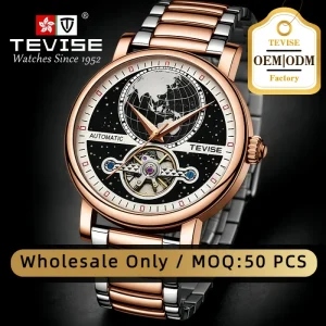 OEM Custom Logo Automatic Mechanical Watch Tourbillon Movement Waterproof Montre Homme