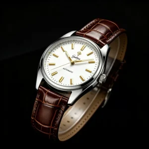 OEM Custom Logo Men’s Automatic Mechanical Watch Stainless Steel Leather Strap Luxury Wrist Watch
