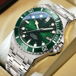 OEM Custom Logo Stainless Steel Diving Watch Japanese Mechanical Automatic Luminous Pointer 300m Water Resistance Men’s Watch