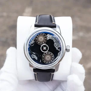 OEM Custom Sport Mechanical Spinning Dial Automatic 316L Steel Sapphire Hands Watch Luxury Luminous Black Leather Watch for Men
