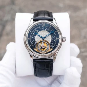 OEM Custom Tourbillon Mechanical Watch Rose Gold Case Luxury Textured Dial Sapphire Crystal Men’s Dress Wristwatch Leather Strap